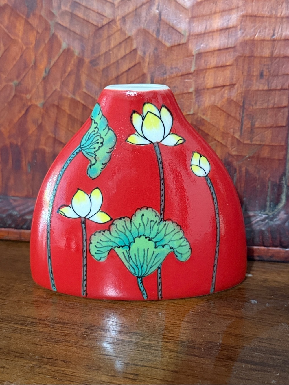 Hoang Minh Ceramics vibrant red floral bud vase lilies